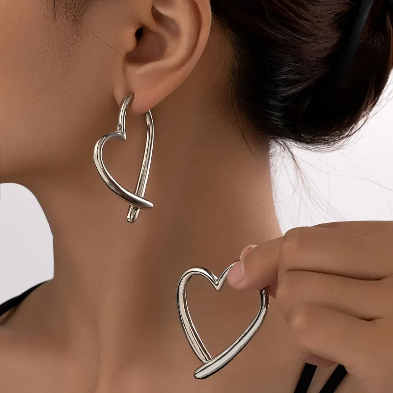 Amor Abstract Heart Hoop Earrings | Gold-Tone Statement Jewelry - Image 4