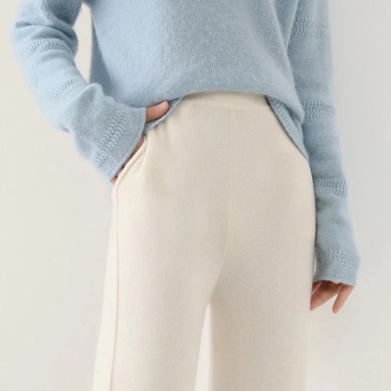 Anna Relaxed Wide-Leg Pants | Solid Full-Length Knit Pants - Image 6