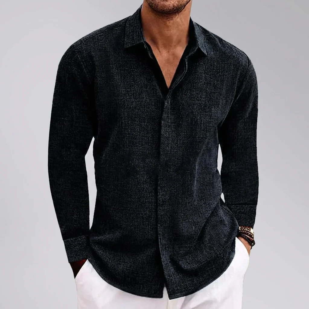 Archie Relaxed Fit Button-Up Shirt | Collared Long Sleeve Shirt - Image 3