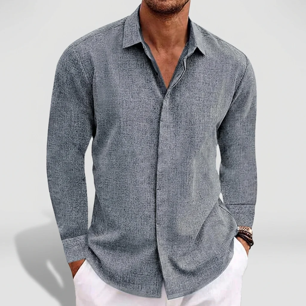 Archie Relaxed Fit Button-Up Shirt | Collared Long Sleeve Shirt - Image 4