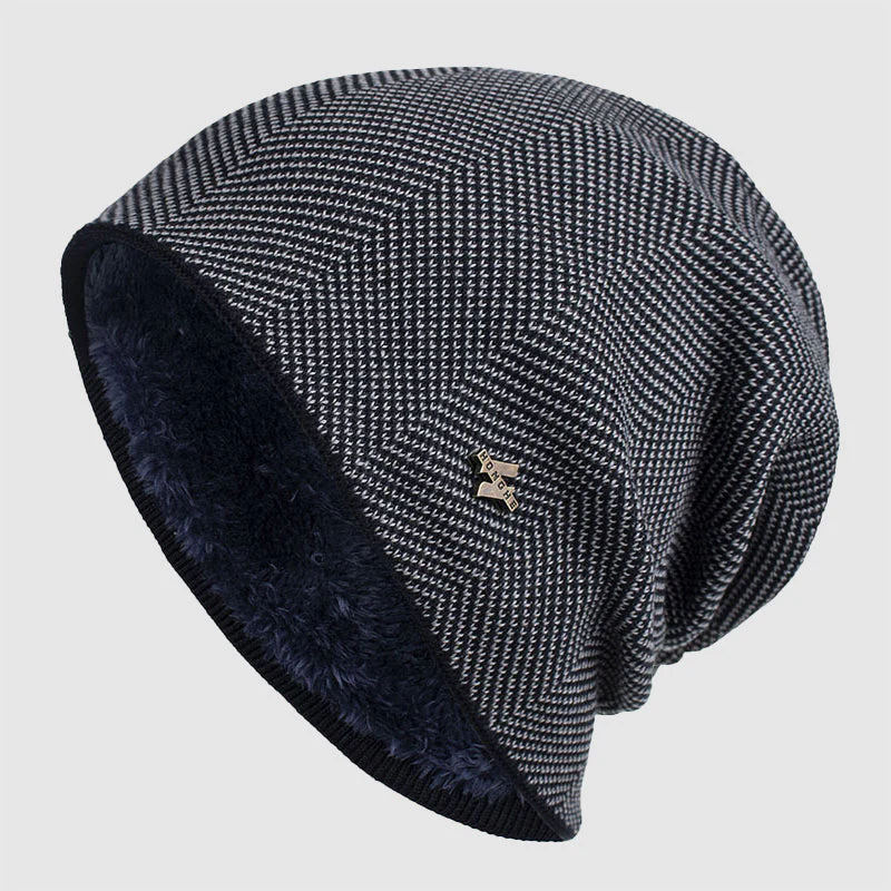 Arthur Relaxed Fit Beanie | Chevron Pattern Ribbed Brim Beanie - Image 3