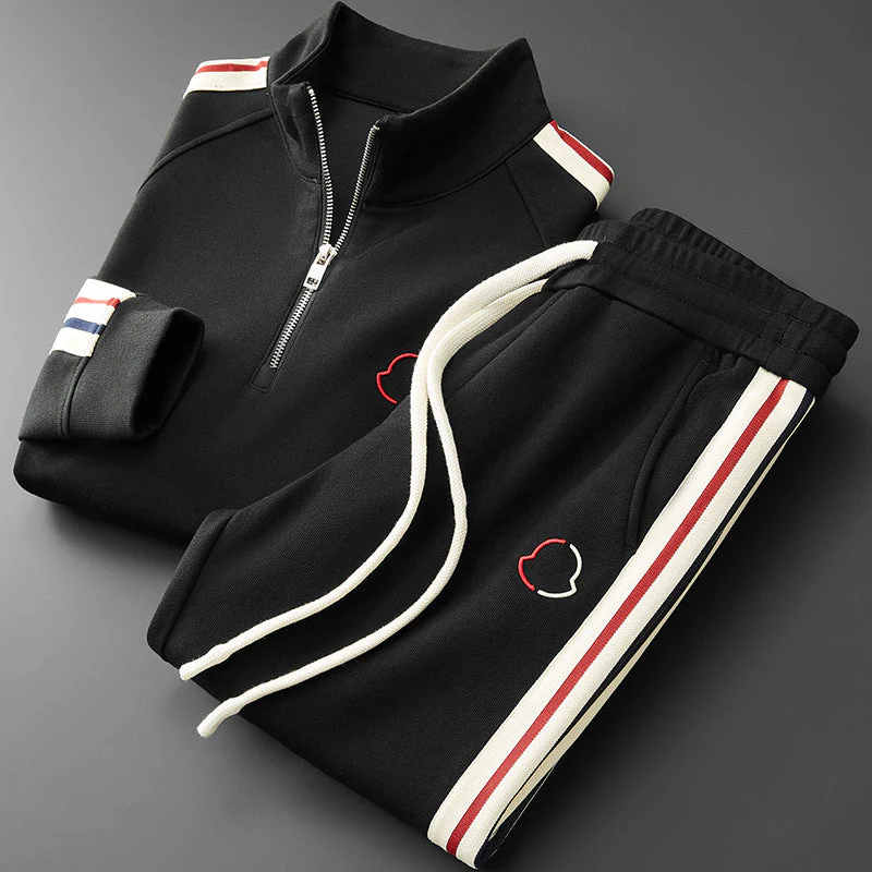 Arthur Fleece Track Jacket Two-Piece Set | Striped Mock Neck Men’s Tracksuit - Image 3