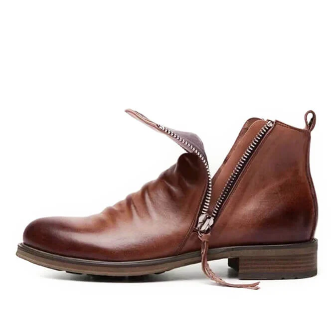 Arthur Regular Fit Ankle Boots | Distressed Finish Round Toe Ankle Boots - Image 12