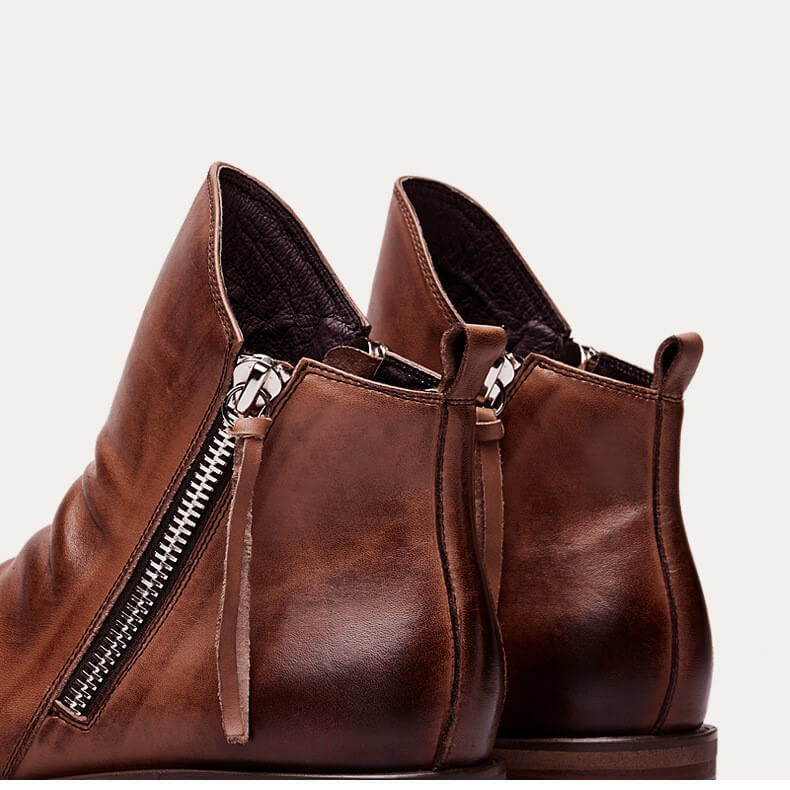 Arthur Regular Fit Ankle Boots | Distressed Finish Round Toe Ankle Boots - Image 13