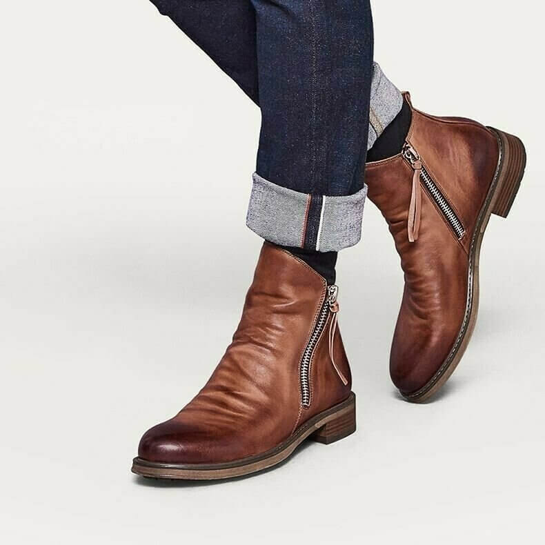 Arthur Regular Fit Ankle Boots | Distressed Finish Round Toe Ankle Boots - Image 3