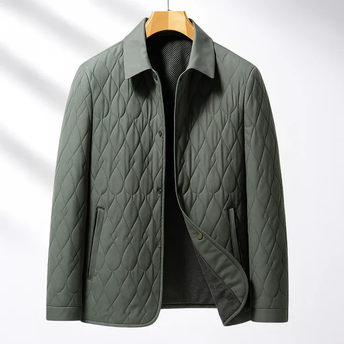 Arthur Quilted Jacket | Collared Snap Button Hip-Length Jacket