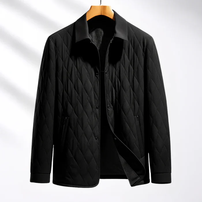 Arthur Quilted Jacket | Collared Snap Button Hip-Length Jacket - Image 3