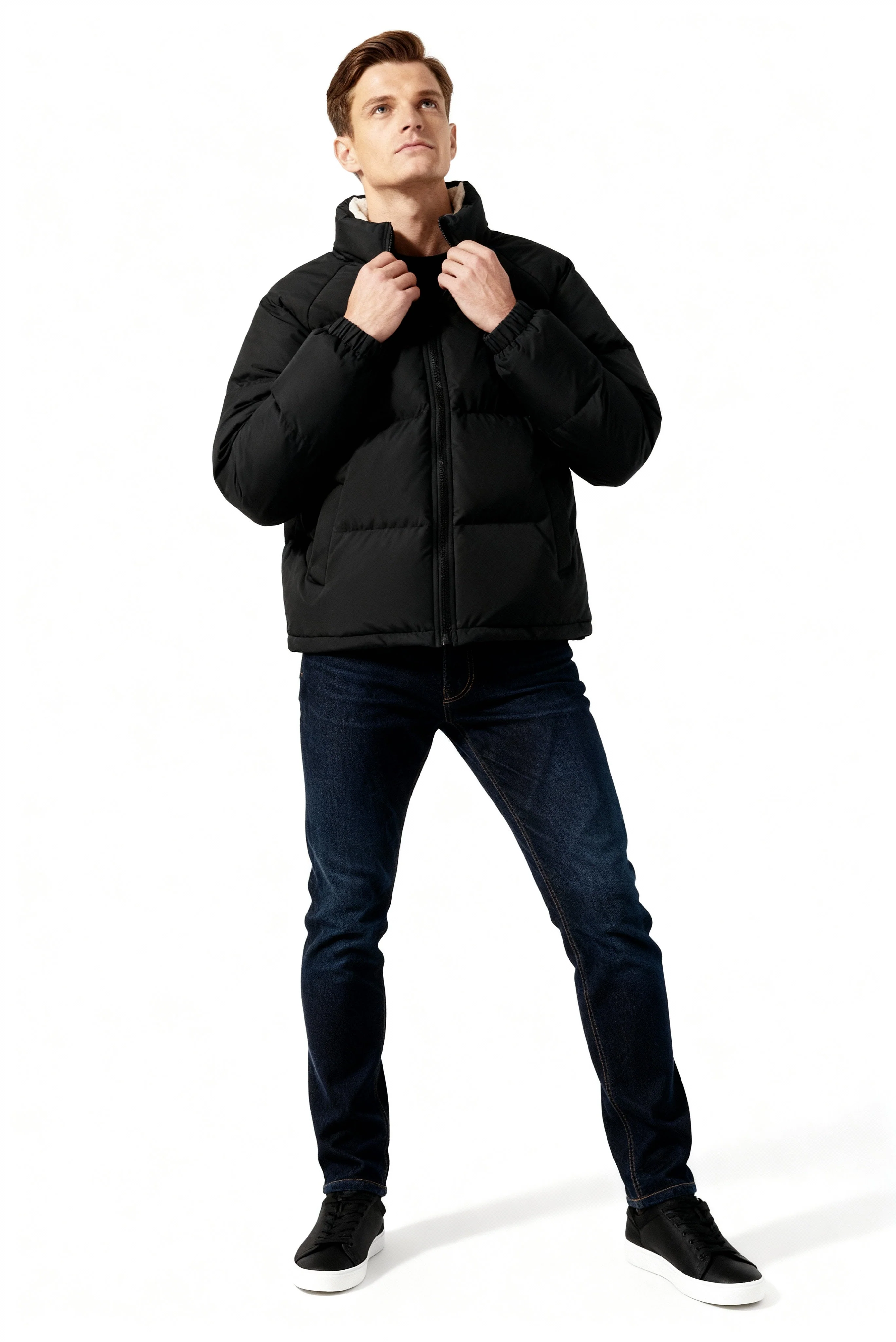 Arthur Quilted Relaxed Fit Puffer Jacket | Stand Collar Zip Front Puffer Jacket - Image 4