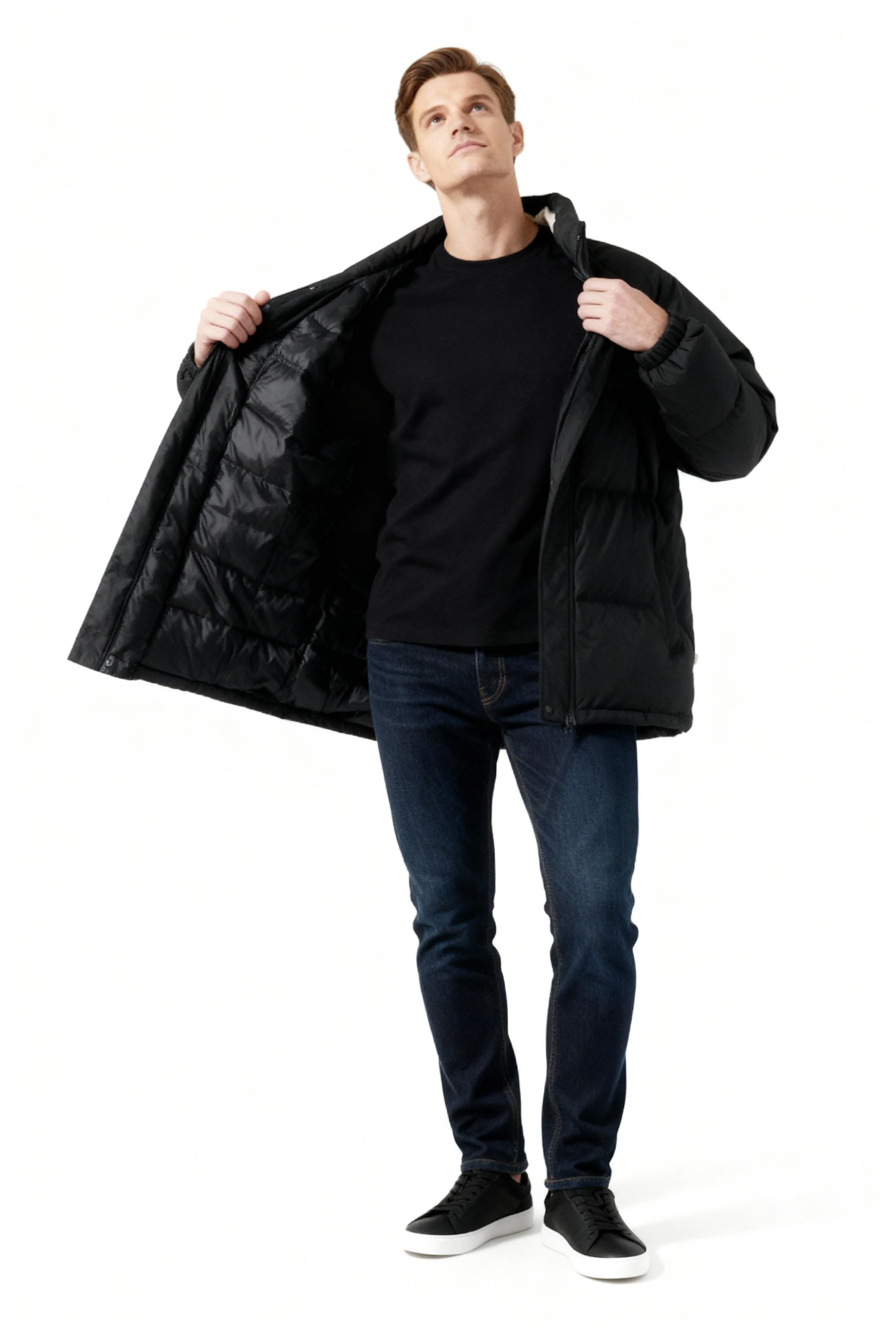 Arthur Quilted Relaxed Fit Puffer Jacket | Stand Collar Zip Front Puffer Jacket - Image 5