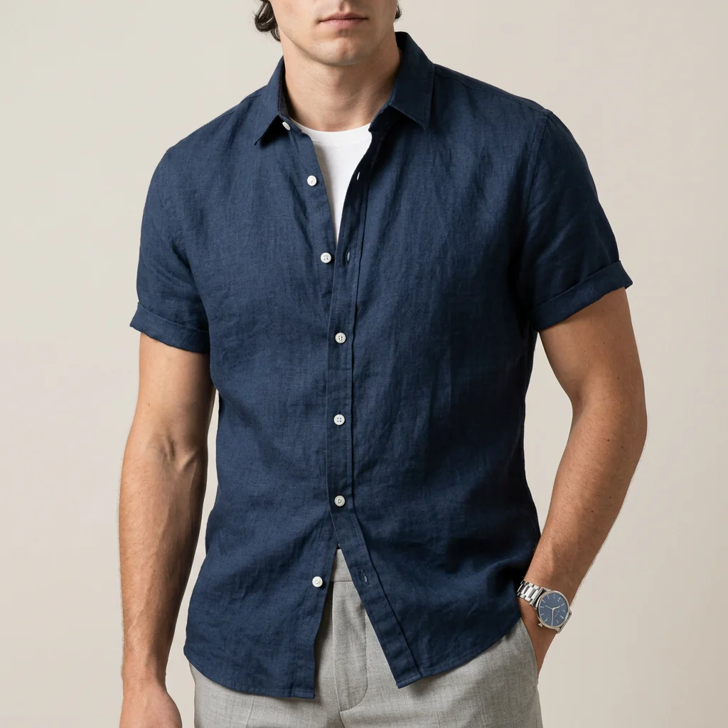 Arthur Relaxed Button-Front Shirt | Collared Cuffed Sleeve Shirt - Image 2
