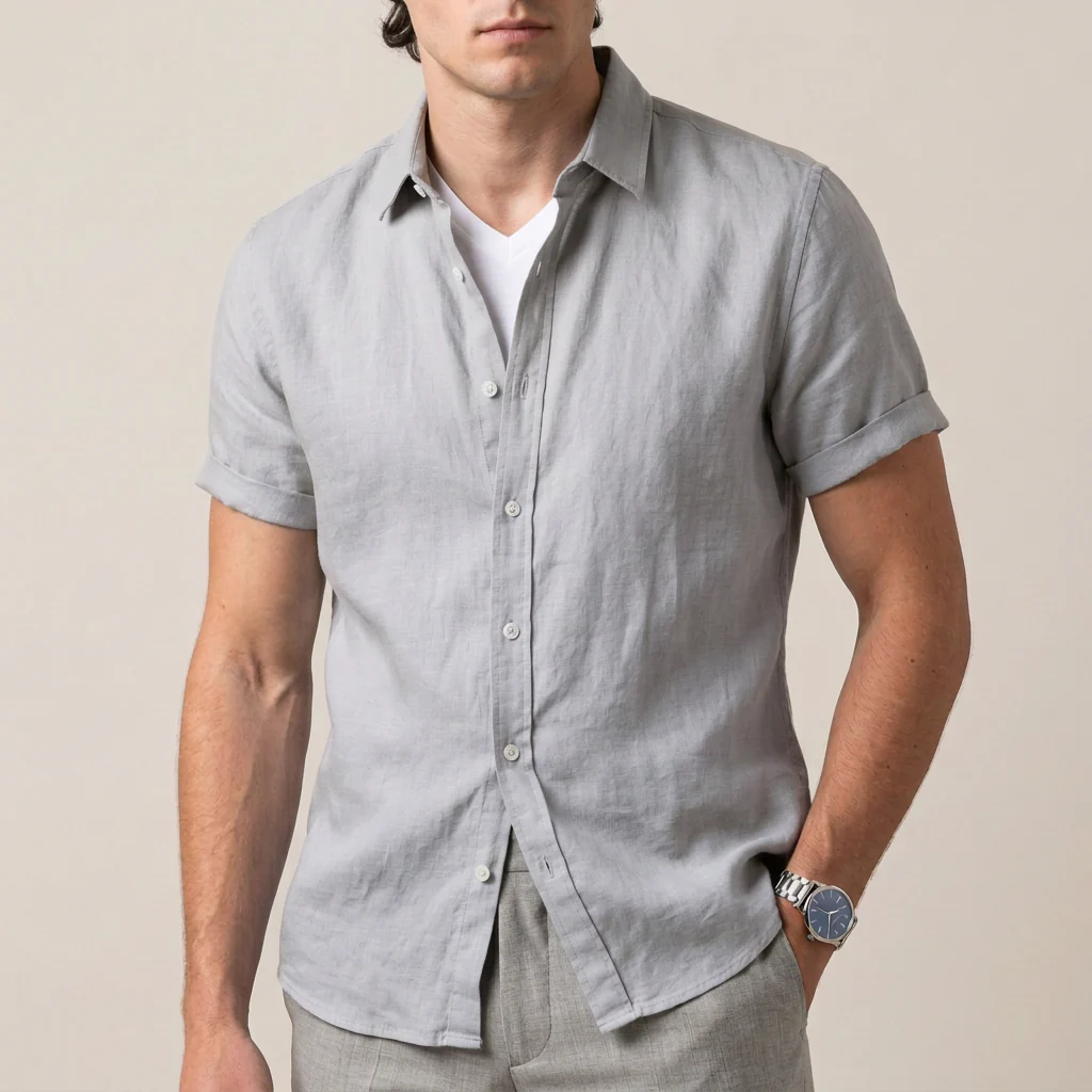 Arthur Relaxed Button-Front Shirt | Collared Cuffed Sleeve Shirt - Image 3