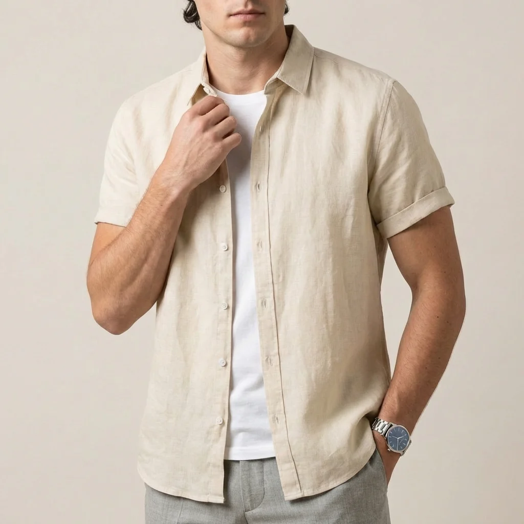 Arthur Relaxed Button-Front Shirt | Collared Cuffed Sleeve Shirt - Image 4