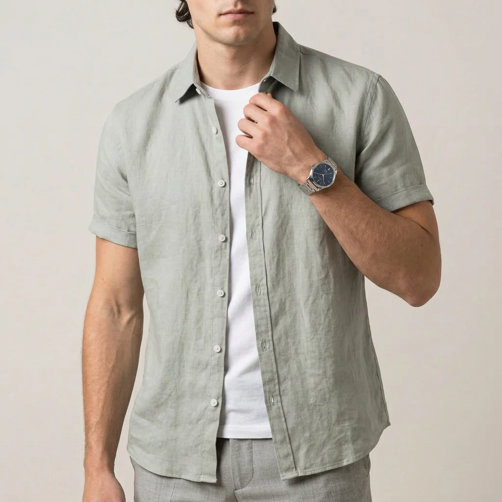 Arthur Relaxed Button-Front Shirt | Collared Cuffed Sleeve Shirt - Image 5