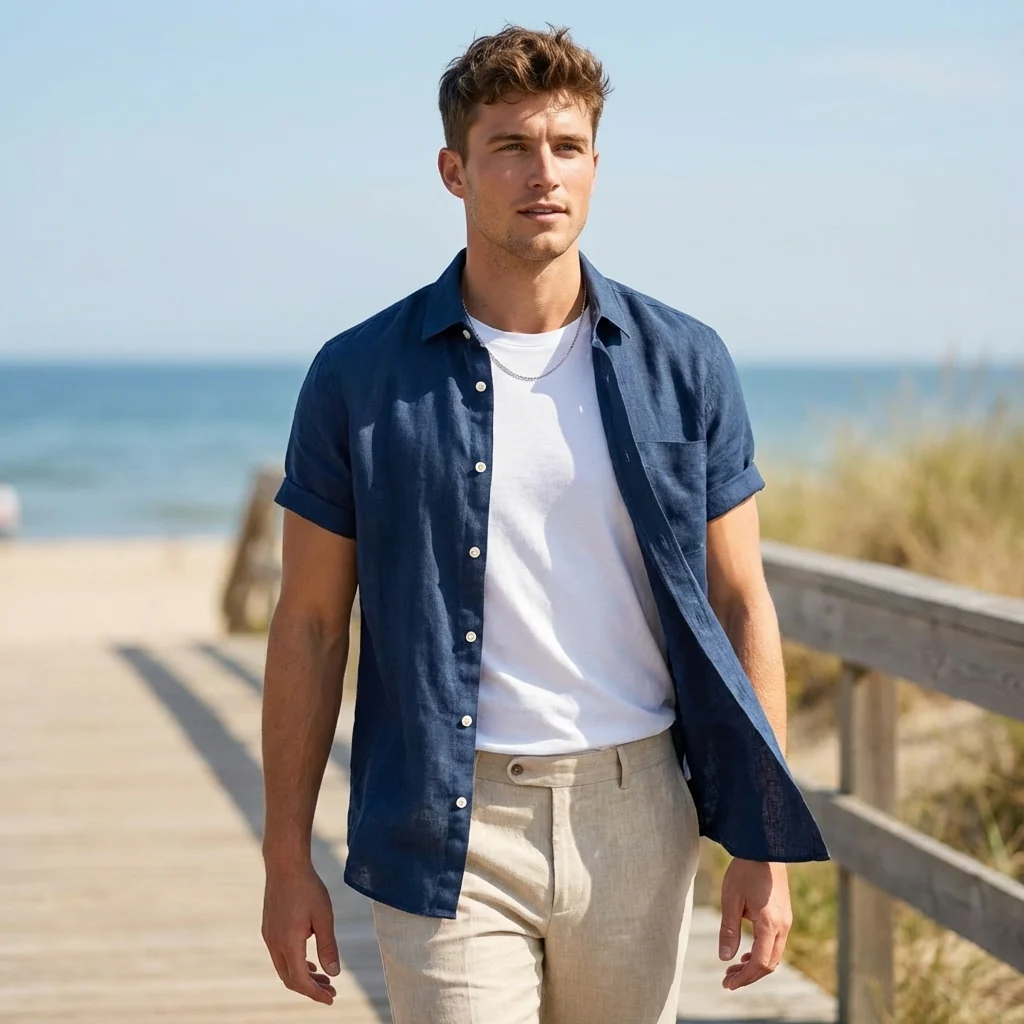 Arthur Relaxed Button-Front Shirt | Collared Cuffed Sleeve Shirt - Image 6