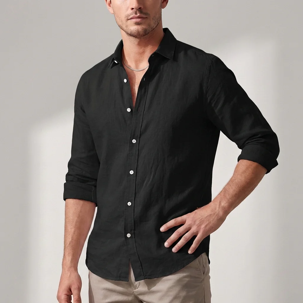 Arthur Relaxed Fit Button-Down Shirt | Collared Long Sleeve Shirt - Image 4