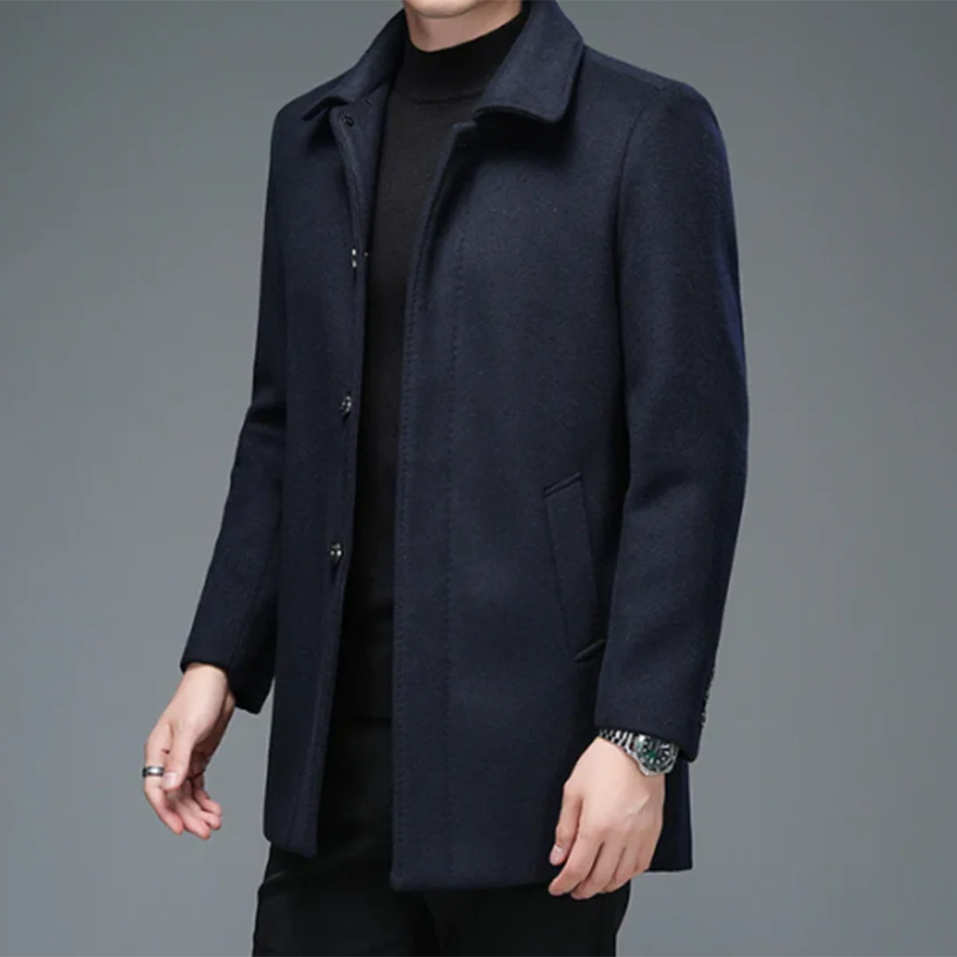 Arthur Mid-Length Coat | Collared Single-Breasted Coat - Image 2