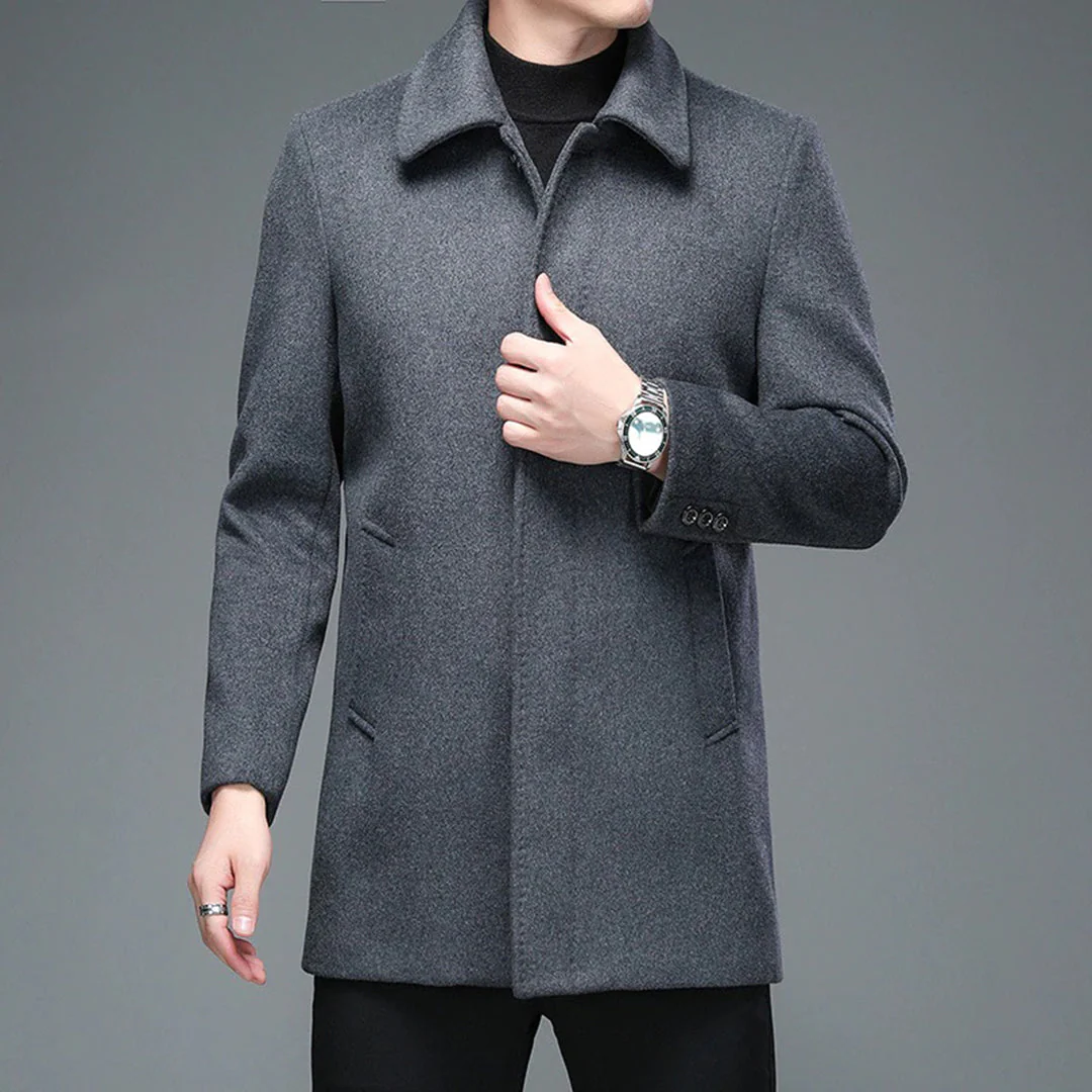 Arthur Mid-Length Coat | Collared Single-Breasted Coat - Image 4