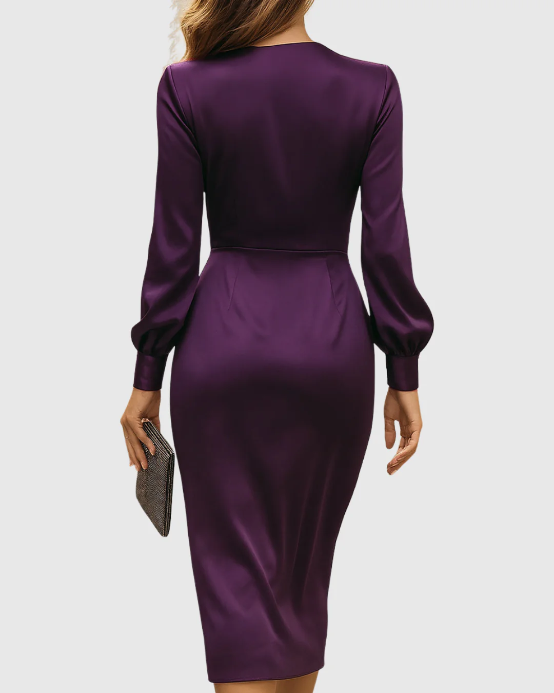 Aurora Wrap Midi Dress | V-Neck Tie Waist Midi Dress - Image 4