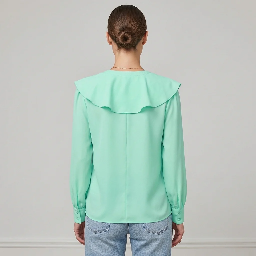 Beatrice Ruffled V-Neck Blouse | Relaxed Fit Long Sleeve Blouse - Image 7