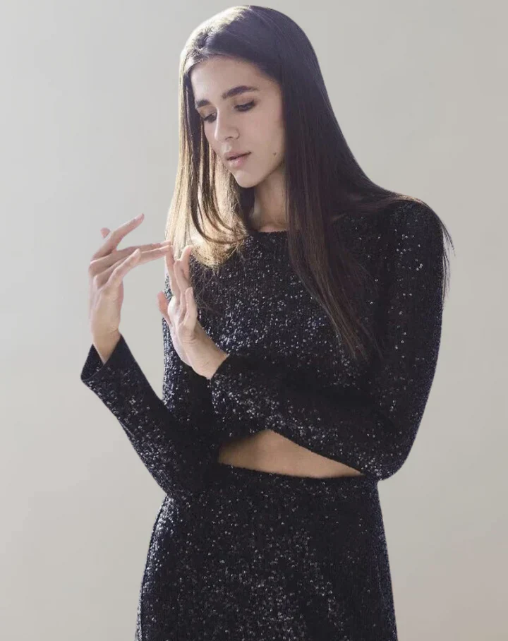 Binnie Top | Women's Sequin Long-Sleeve Crop Top - Image 5