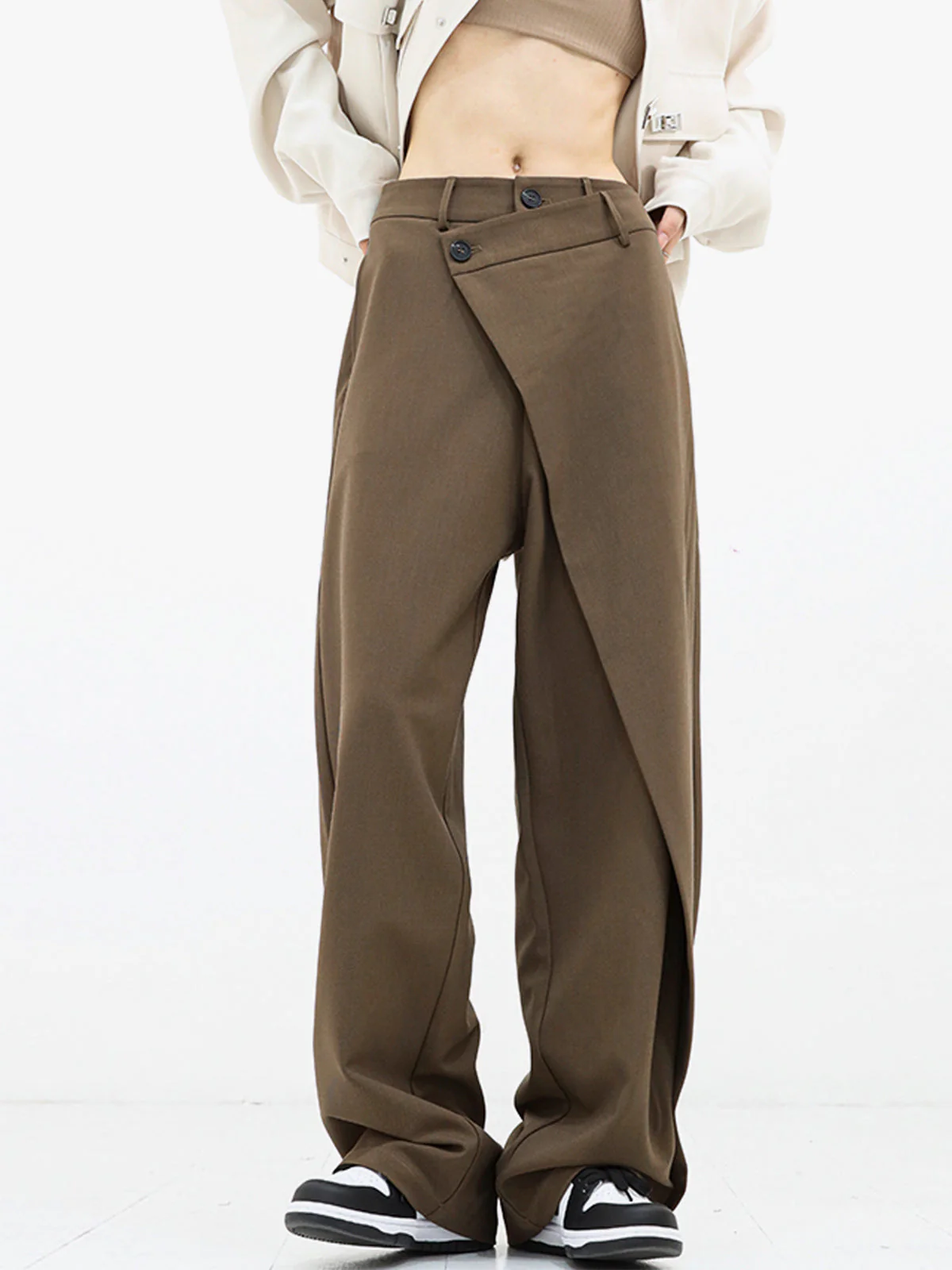 Blanch Pants | Women's Wide-Leg Trousers with Asymmetric Buttons - Image 11