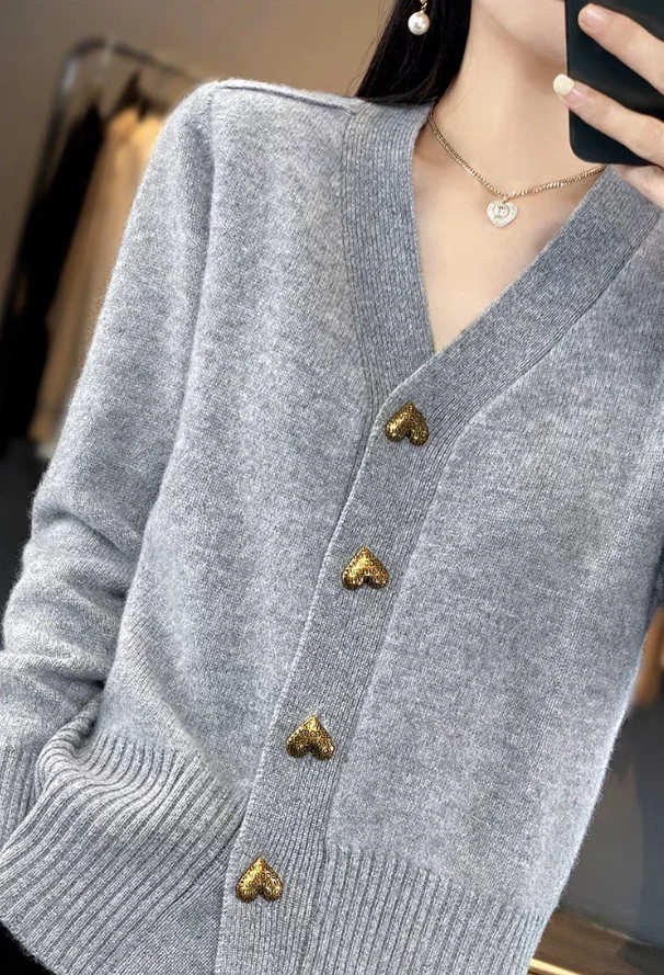 Delphine Cardigan | Cozy Knit Cardigan with Heart Buttons - Image 4