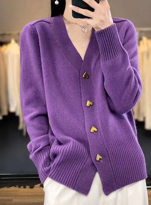 Delphine Cardigan | Cozy Knit Cardigan with Heart Buttons - Image 5