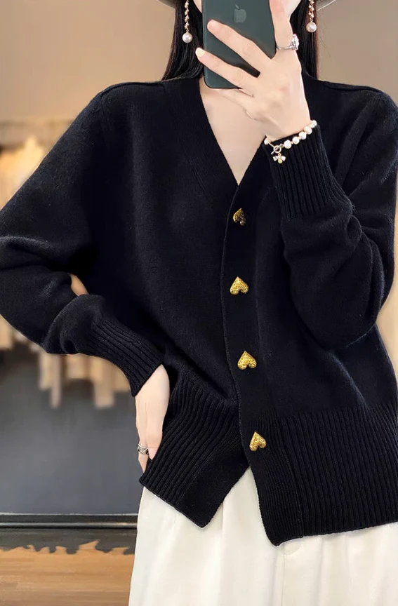 Delphine Cardigan | Cozy Knit Cardigan with Heart Buttons - Image 6