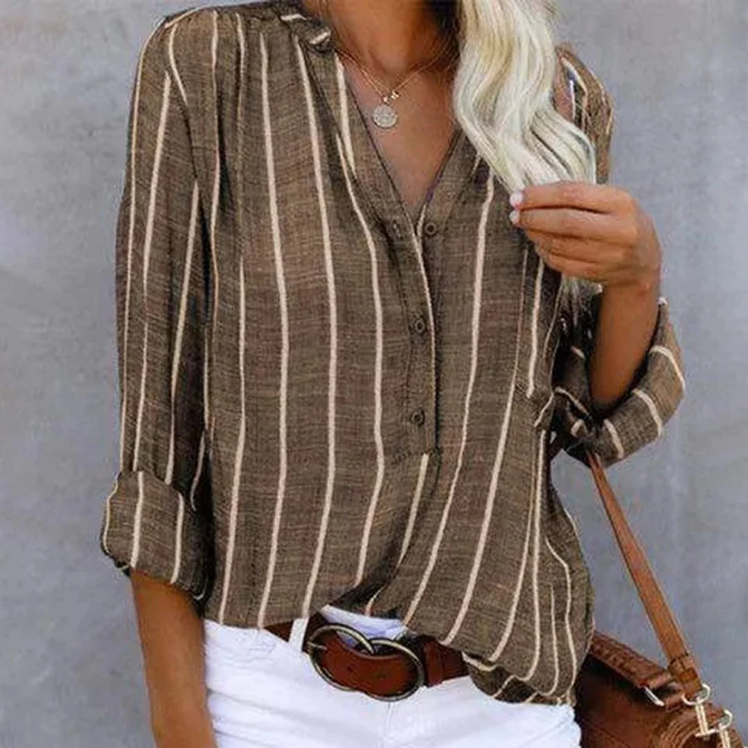 Denisse Blouse | Women's Striped Button-Up Blouse - Image 4