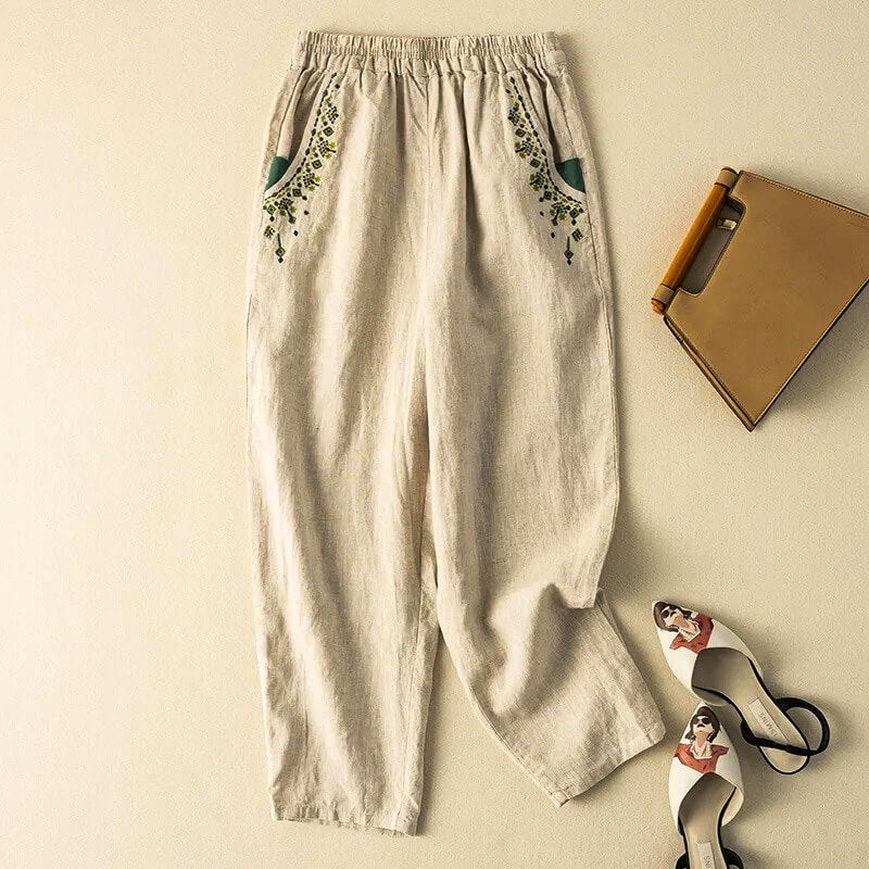 Elisa Relaxed Fit Harem Pants | Embroidered Pockets Harem Pants - Image 2