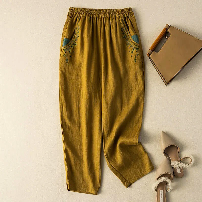 Elisa Relaxed Fit Harem Pants | Embroidered Pockets Harem Pants - Image 3