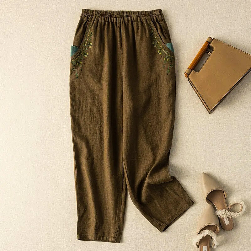 Elisa Relaxed Fit Harem Pants | Embroidered Pockets Harem Pants - Image 4
