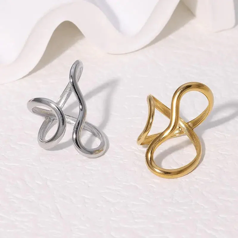 Isla Modern Sculptural Open Ring | Abstract Gold-Tone Statement Band - Image 4