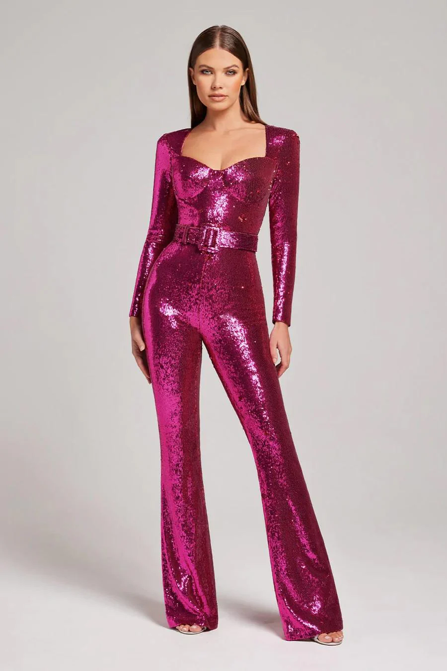 Faline Jumpsuit | Sequin Long Sleeve Flared Jumpsuit - Image 6