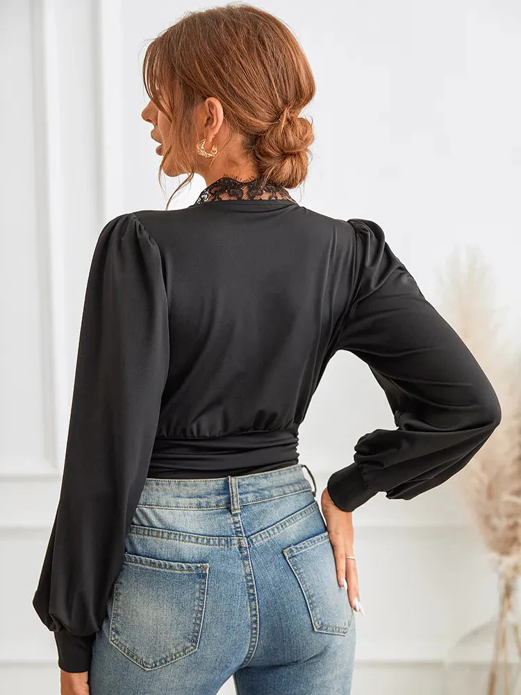 Ffiona Bodysuit | Long Sleeve Wrap V-Neck Bodysuit - Image 3