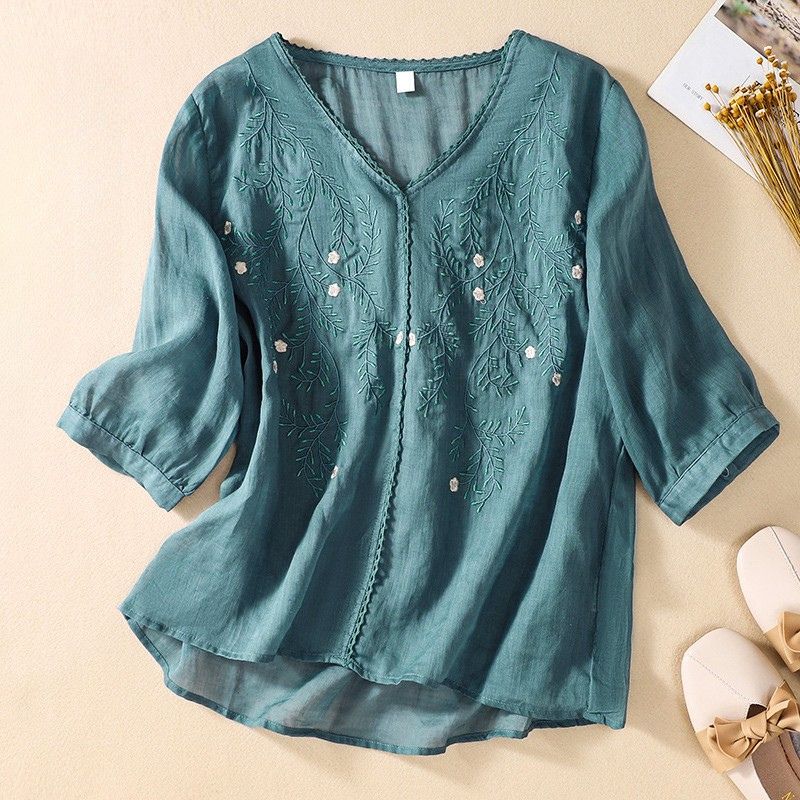 Florence Relaxed Fit Blouse | Floral Embroidered Blouse
