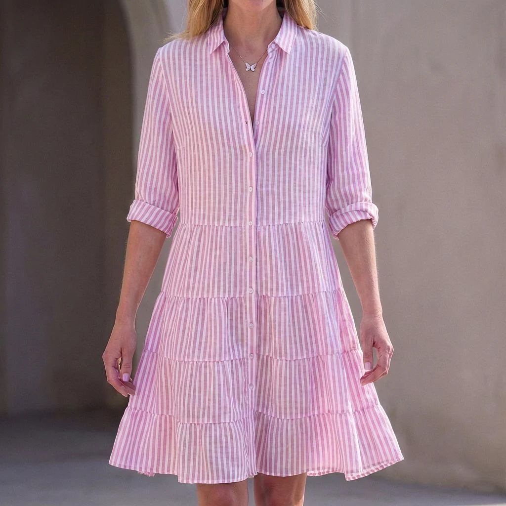 Florence Relaxed Fit Shirt Dress | Collared Above Knee Shirt Dress