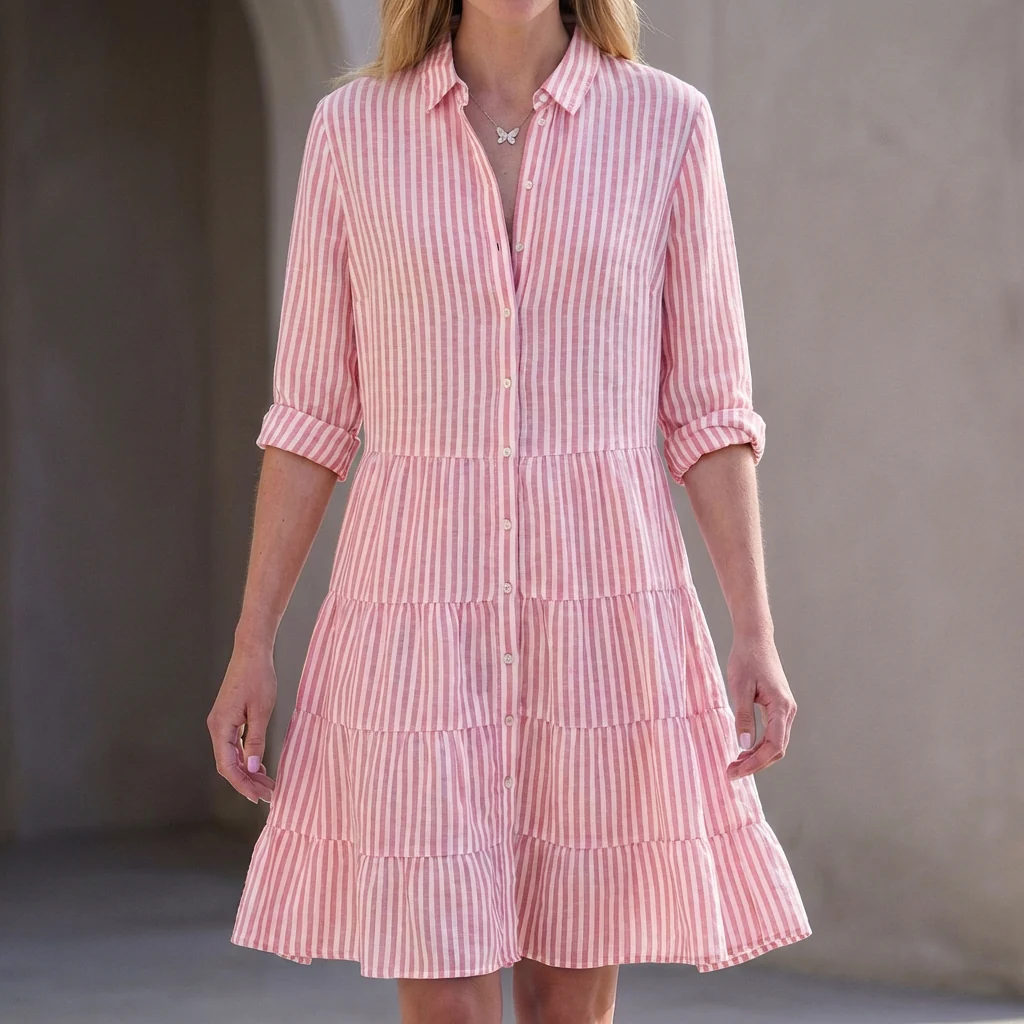 Florence Relaxed Fit Shirt Dress | Collared Above Knee Shirt Dress - Image 4