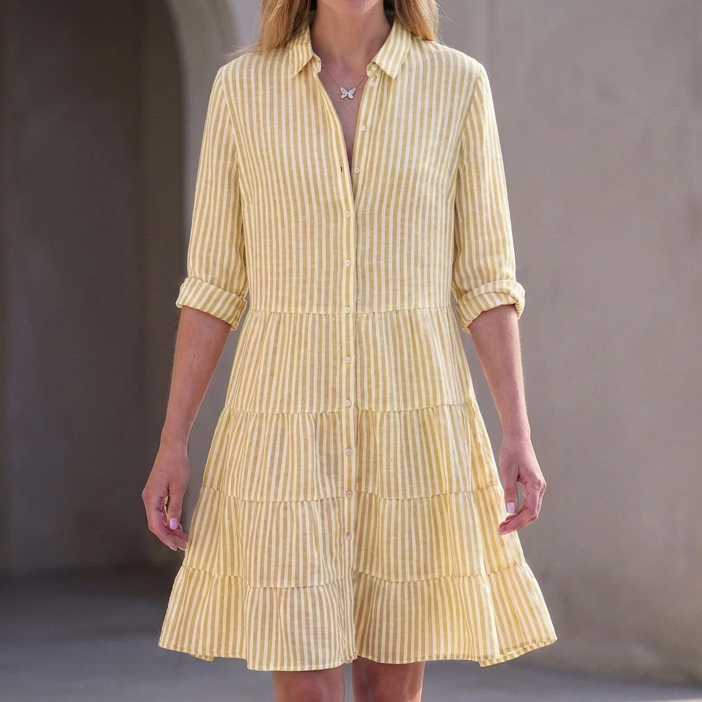 Florence Relaxed Fit Shirt Dress | Collared Above Knee Shirt Dress - Image 5