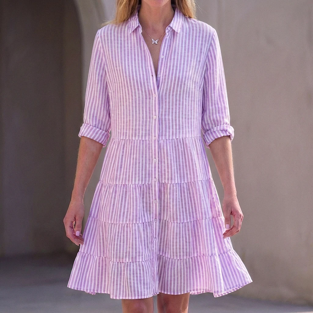 Florence Relaxed Fit Shirt Dress | Collared Above Knee Shirt Dress - Image 6
