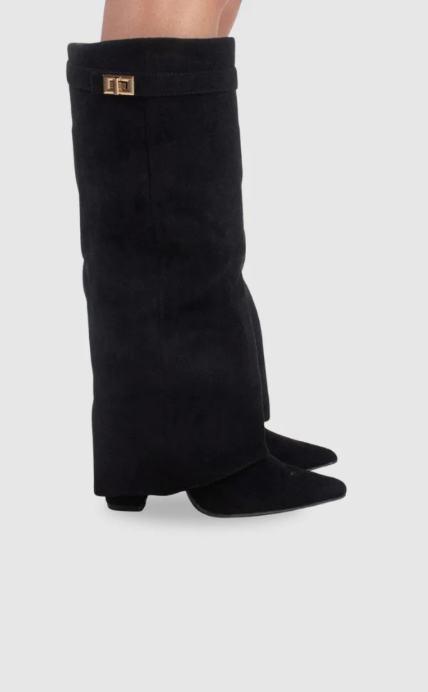 Francesca Structured Fit Thigh-High Boots | Buckle Detail Pointed Toe Boots