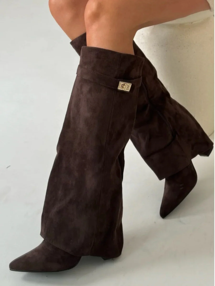 Francesca Structured Fit Thigh-High Boots | Buckle Detail Pointed Toe Boots - Image 10