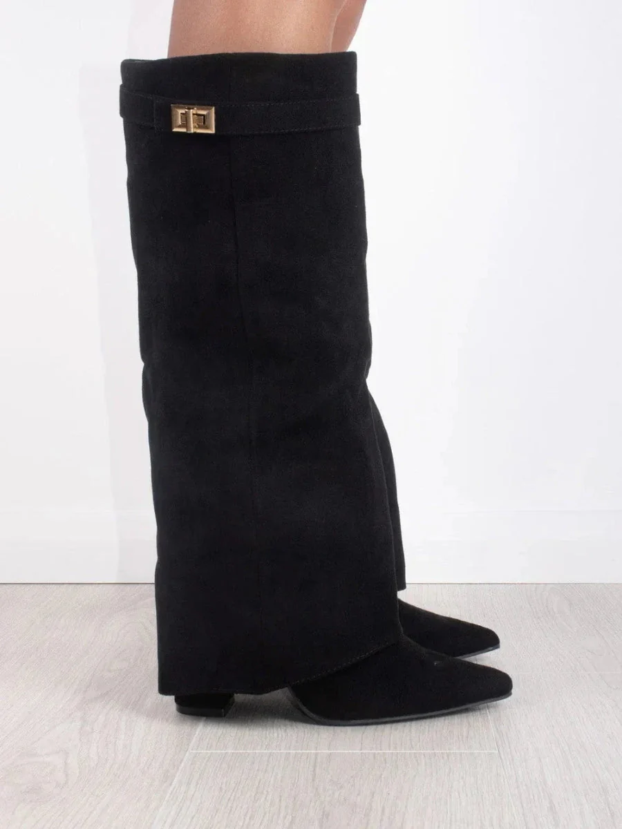 Francesca Structured Fit Thigh-High Boots | Buckle Detail Pointed Toe Boots - Image 2