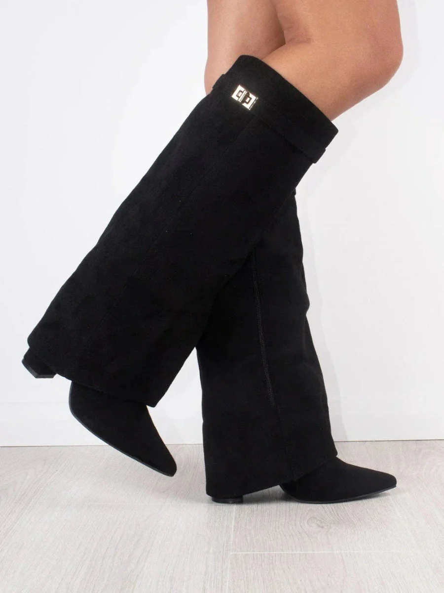 Francesca Structured Fit Thigh-High Boots | Buckle Detail Pointed Toe Boots - Image 3