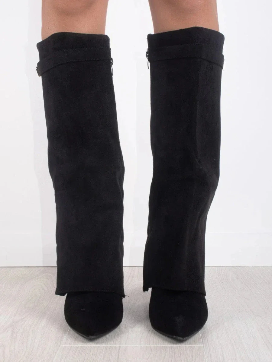 Francesca Structured Fit Thigh-High Boots | Buckle Detail Pointed Toe Boots - Image 4