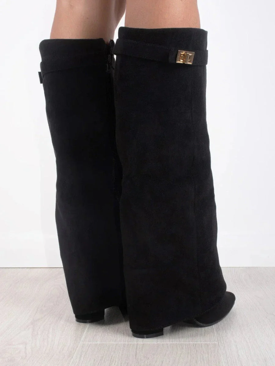Francesca Structured Fit Thigh-High Boots | Buckle Detail Pointed Toe Boots - Image 5