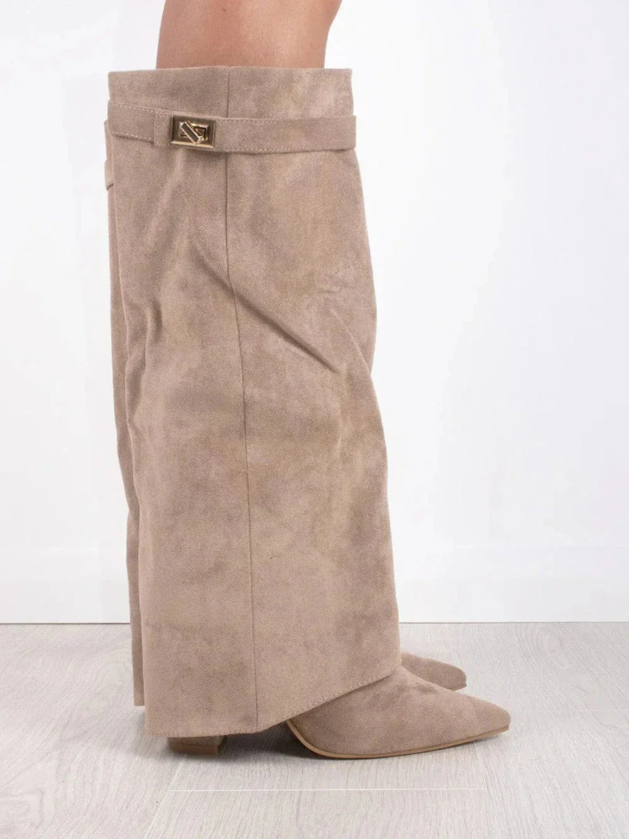 Francesca Structured Fit Thigh-High Boots | Buckle Detail Pointed Toe Boots - Image 9