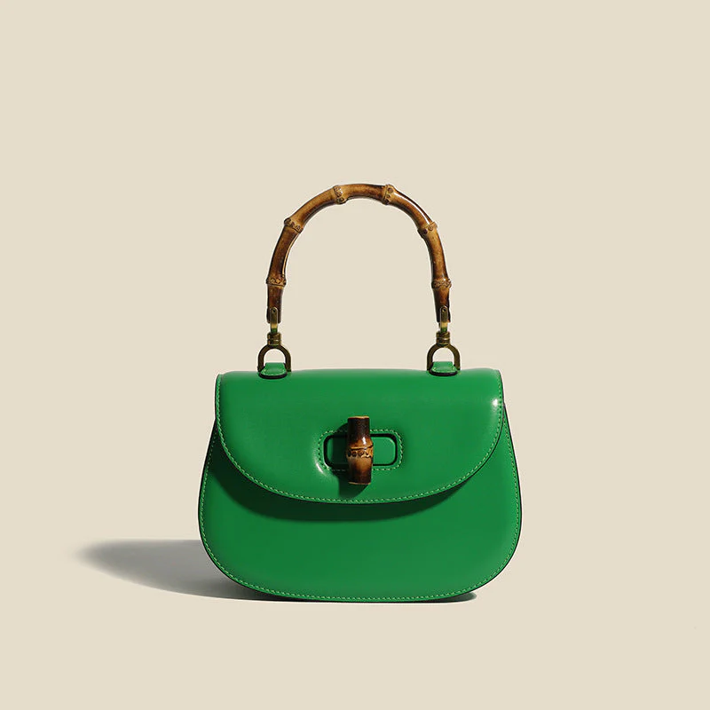 Francesca Top Handle Bag | Bamboo Handle Flap Closure Bag - Image 3