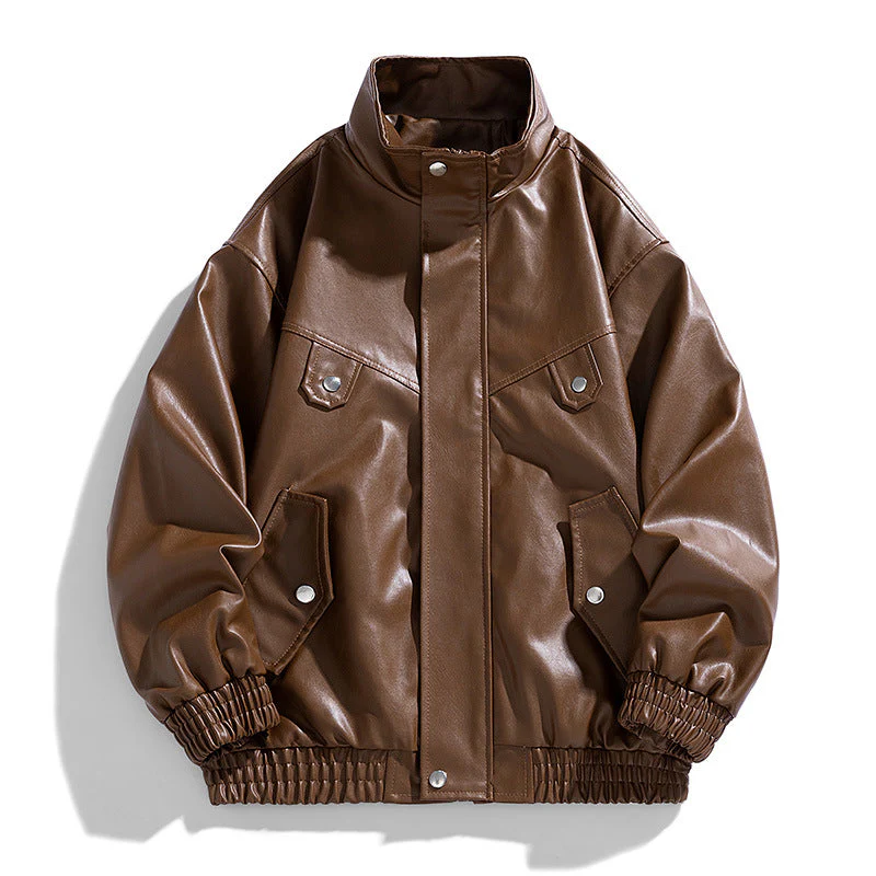 Freddie Oversized Bomber Jacket | Stand Collar Hip-Length Bomber Jacket