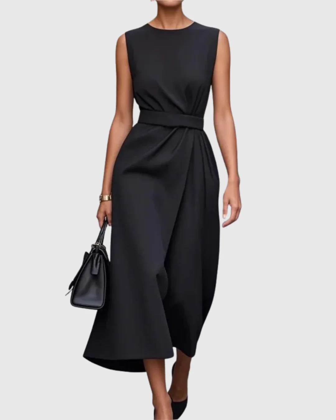 Freya Draped Midi Dress | Belted Wrap Front Dress - Image 2